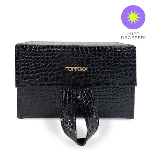 Black Faux Croco Travel Case - Concordia Style Boutique