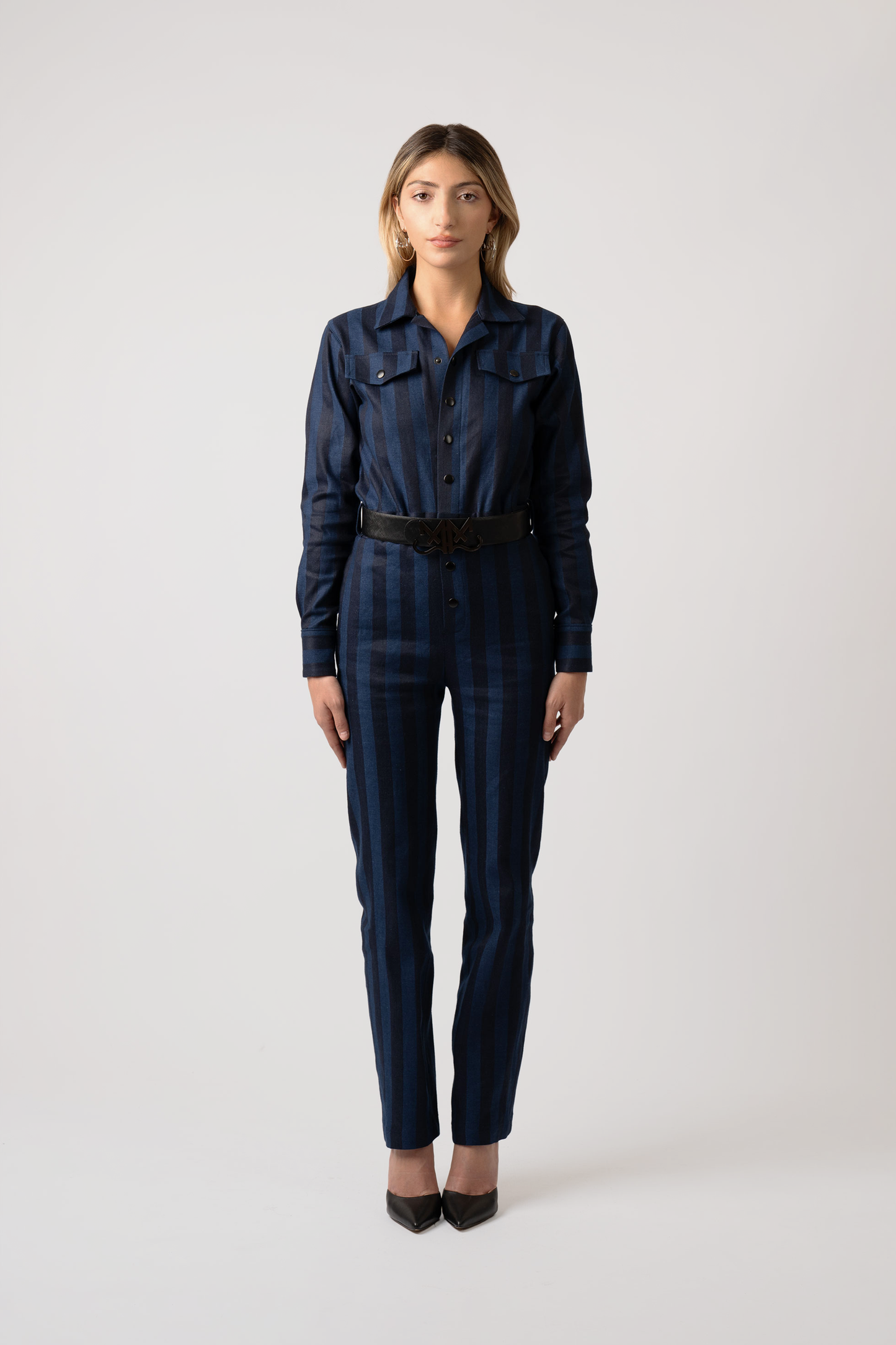 Adriana Striped Dark Blue Jumpsuit