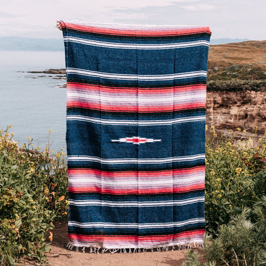 Aegean Blue & Pink Baja Diamond Blanket - Concordia Style Boutique