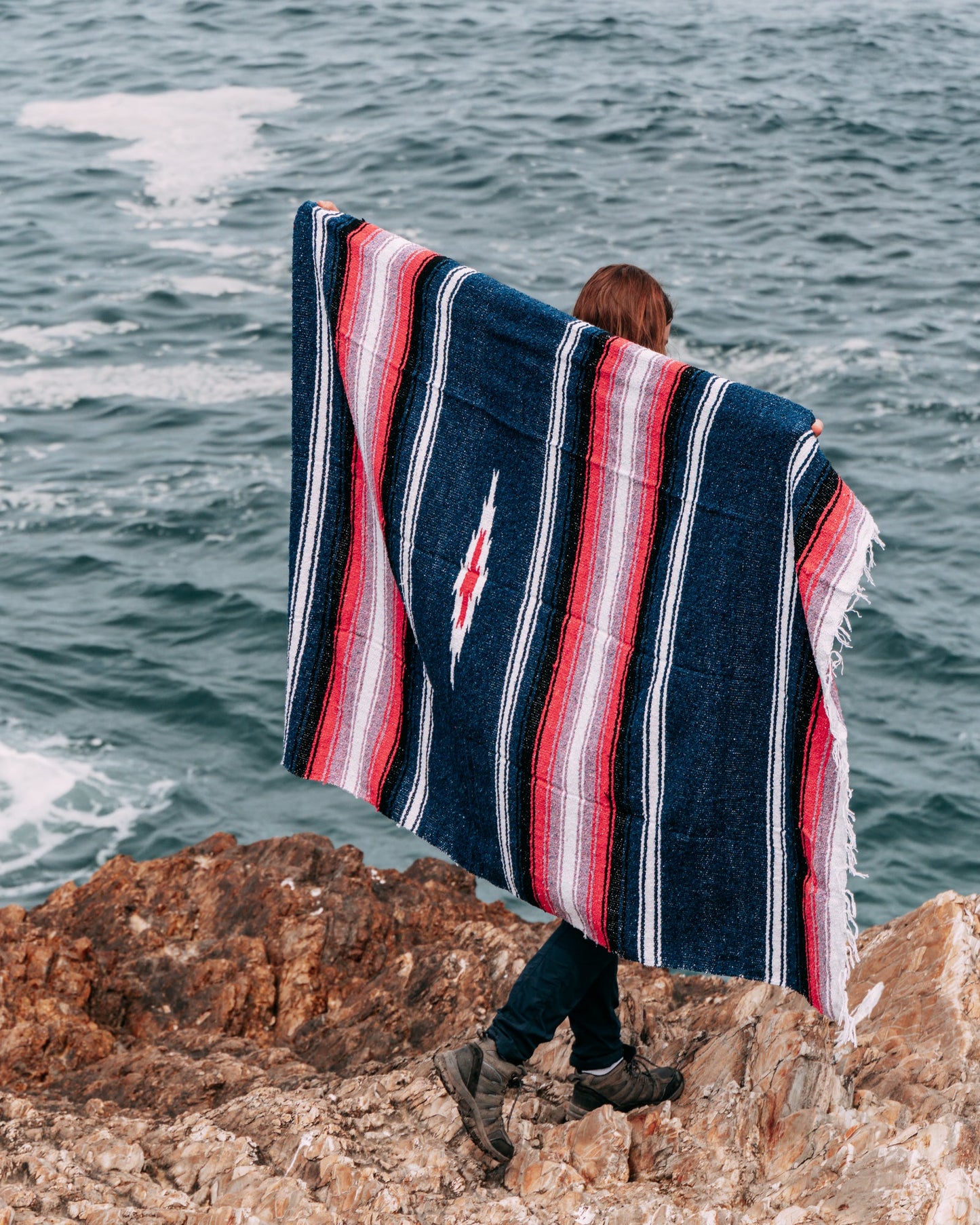 Aegean Blue & Pink Baja Diamond Blanket - Concordia Style Boutique