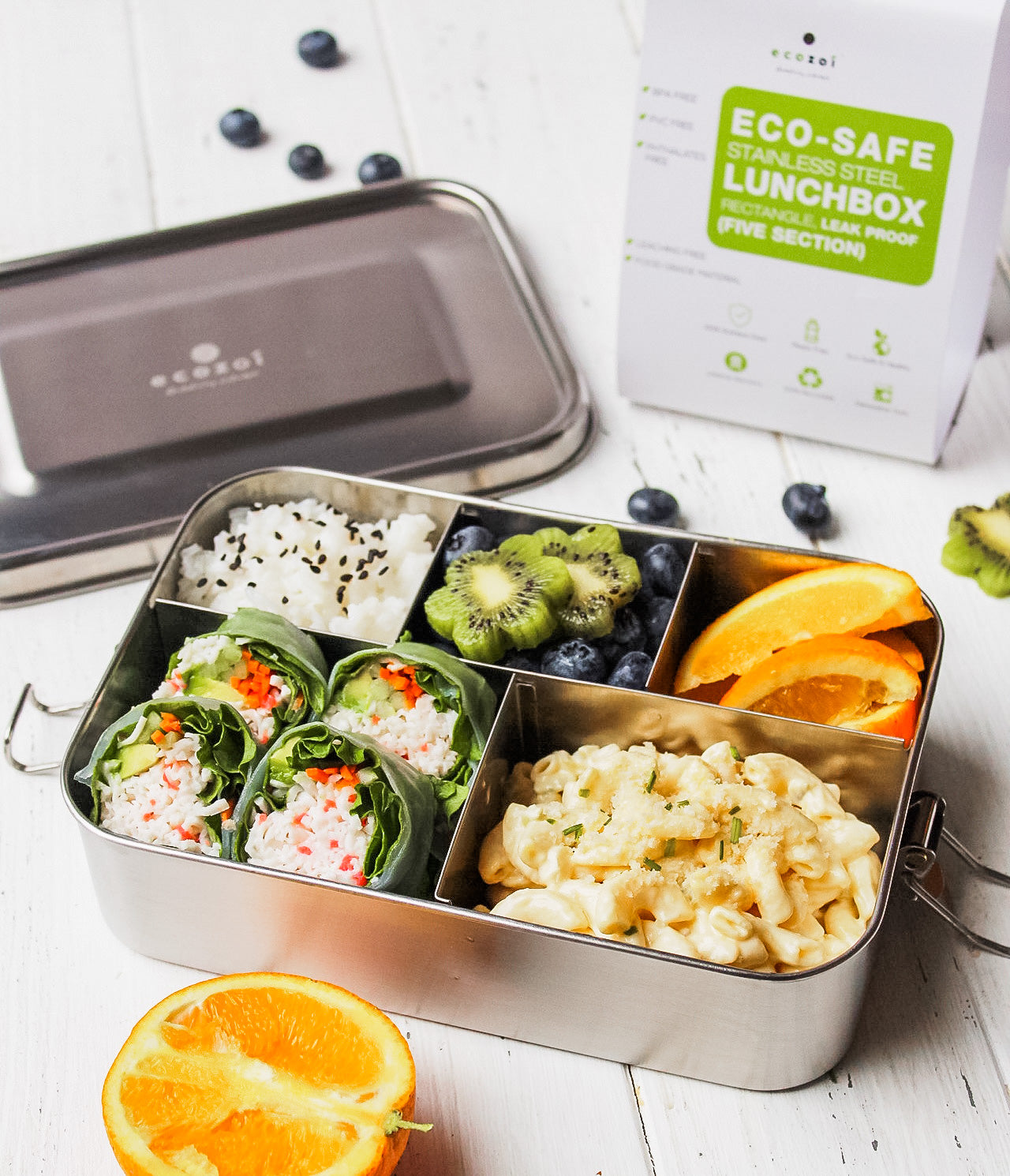 Stainless Steel Lunch Box, 5 Compartment, Leak Proof, 50 Oz - Concordia Style Boutique