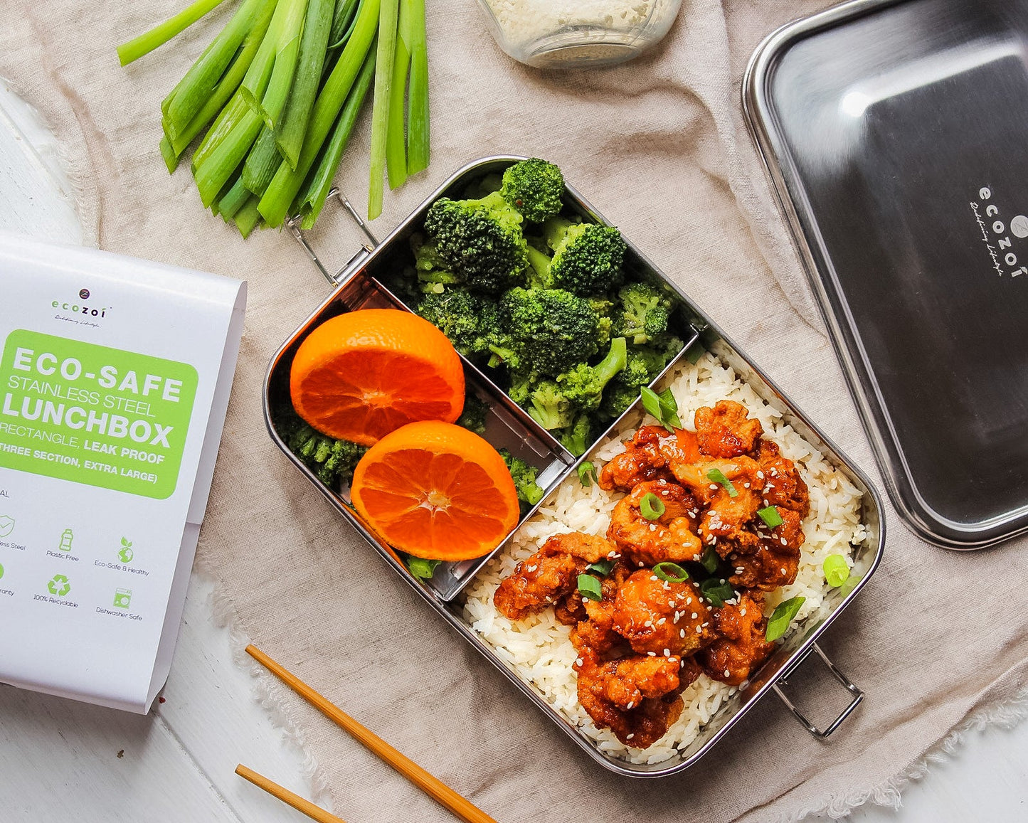 Stainless Steel Lunch Box, 3 Compartment Leak Proof, 50 Oz - Concordia Style Boutique