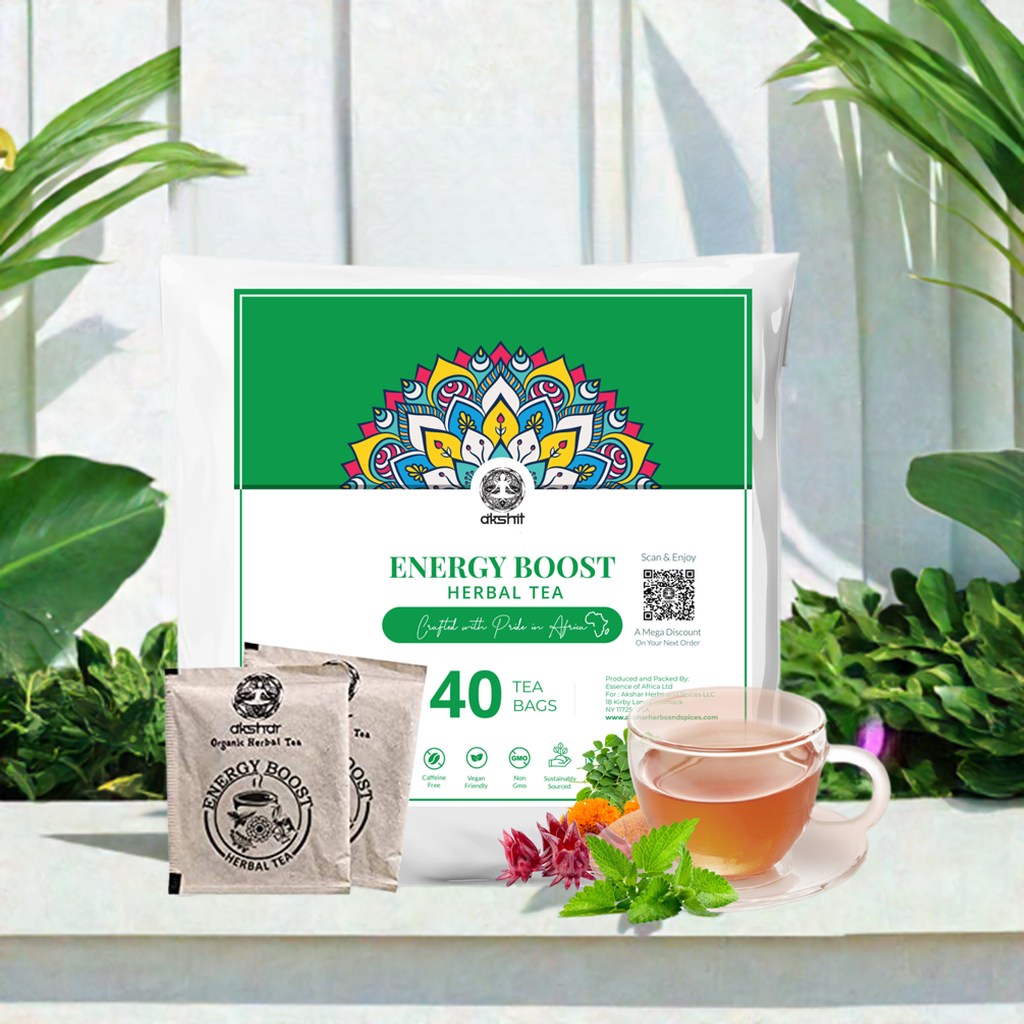 Energy Boost Tea (80 Tea Bags) Blend of Marigold (Calendula Flower) Moringa (Oleifera) Peppermint, Hibiscus Tea Energy Tea Caffeine Free