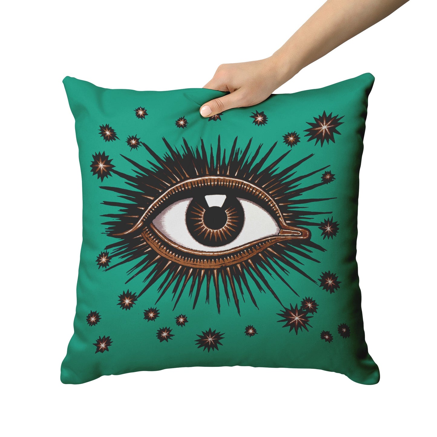 "All Seeing Eye" Throw Pillow (Teal)