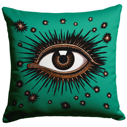 "All Seeing Eye" Throw Pillow (Teal)