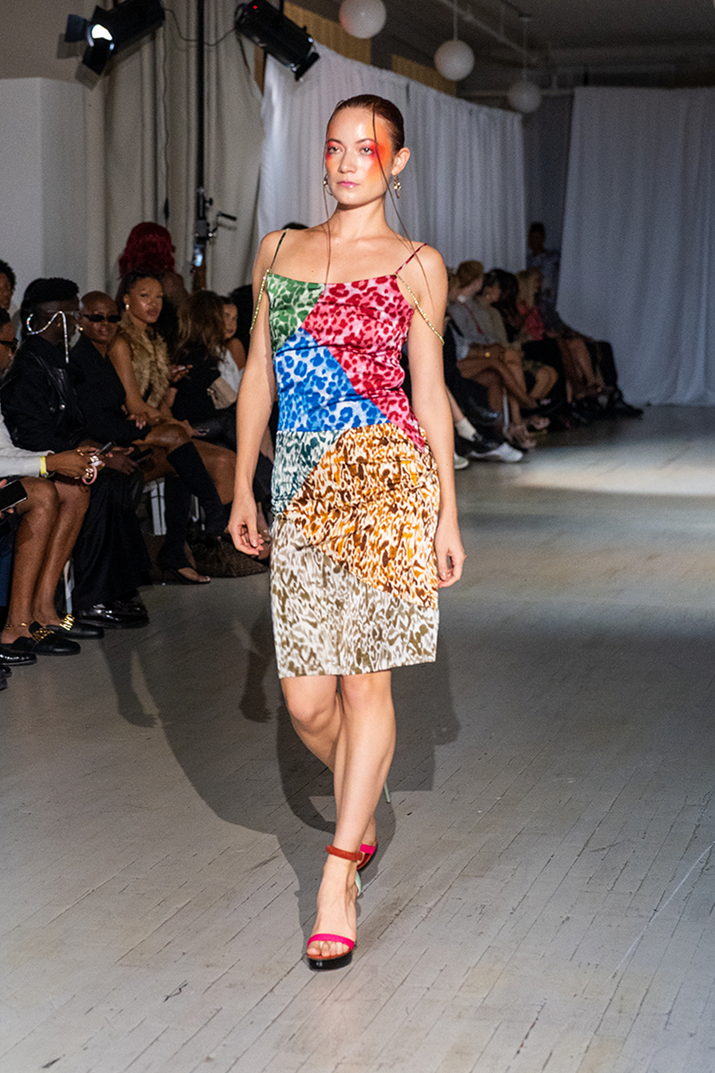 Amalia Patch Work Satin Dress