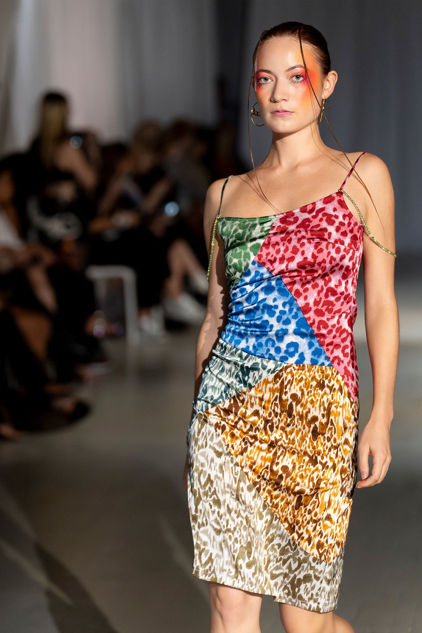 Amalia Patch Work Satin Dress