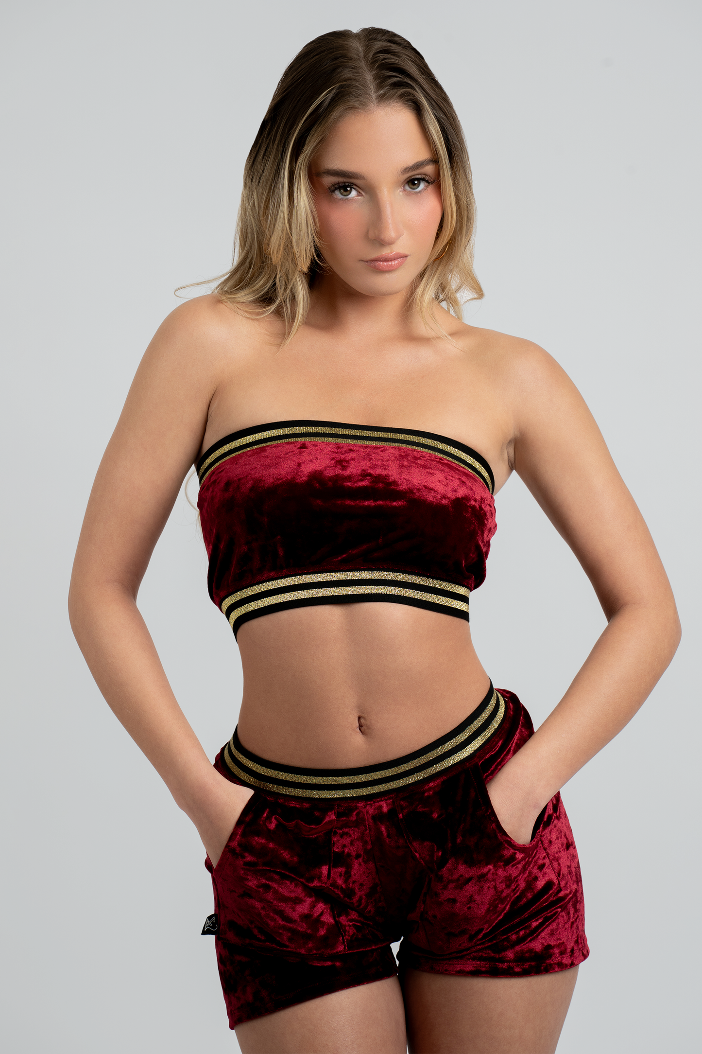 Amira Red Velour Two-Piece Set