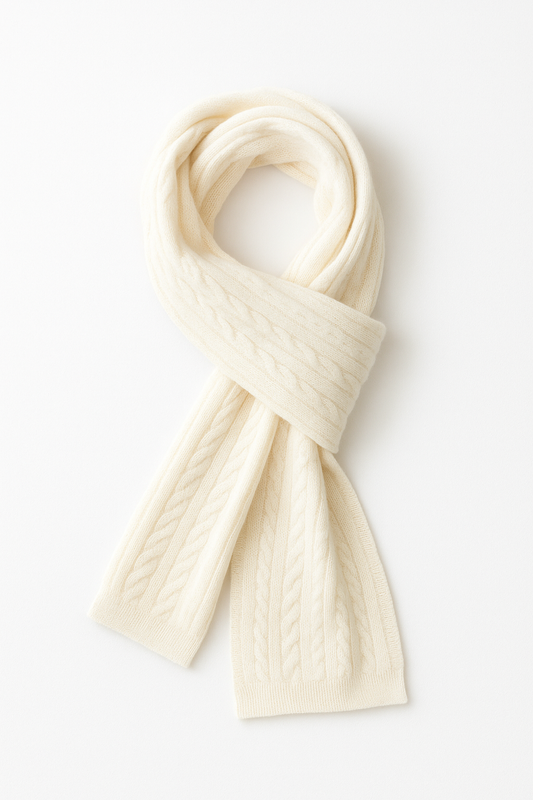 Angora and Wool | Knit Scarf (solid, beige)