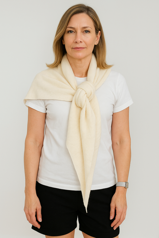 Angora and Wool | Triangle Knit Scarf (solid, beige)