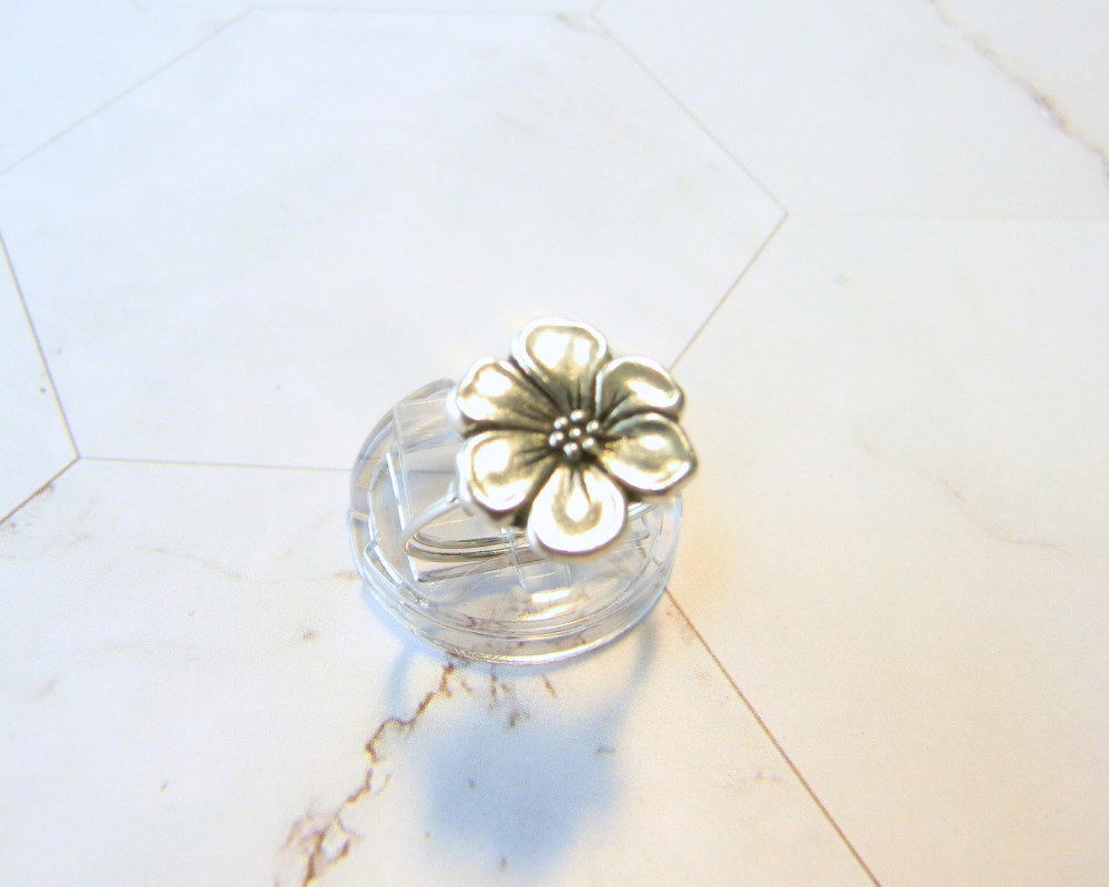 Silver Flower Ring, Wire Wrapped Sterling Silver Ring