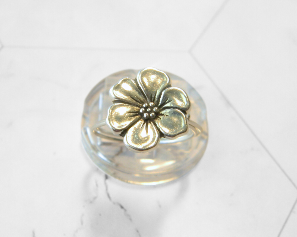 Silver Flower Ring, Wire Wrapped Sterling Silver Ring