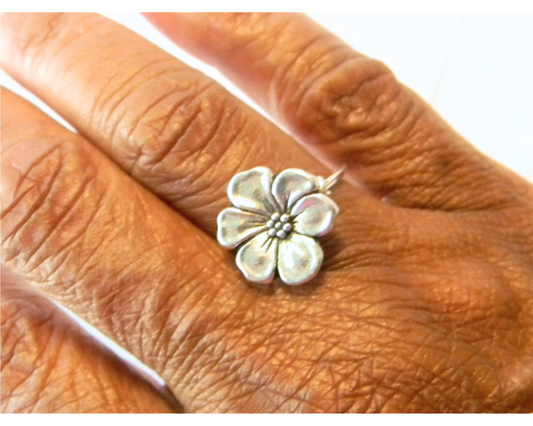 Silver Flower Ring, Wire Wrapped Sterling Silver Ring