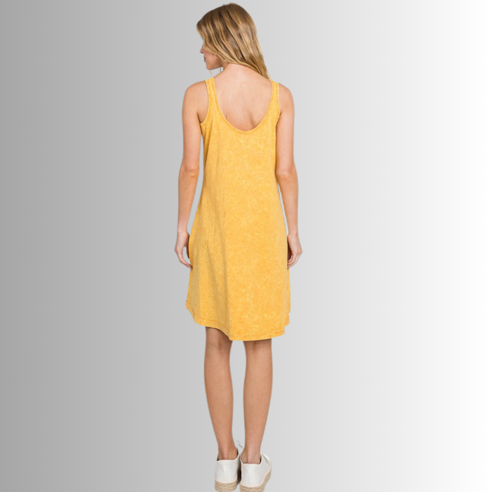 Apricot Yellow All Cotton Tank Dress - Concordia Style Boutique