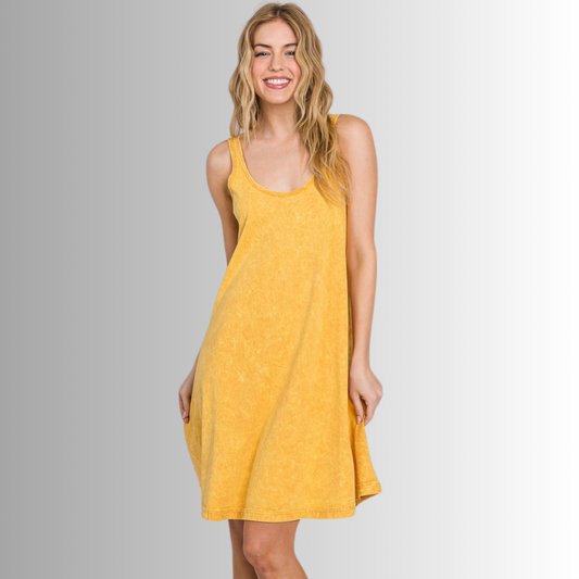 Apricot Yellow All Cotton Tank Dress - Concordia Style Boutique