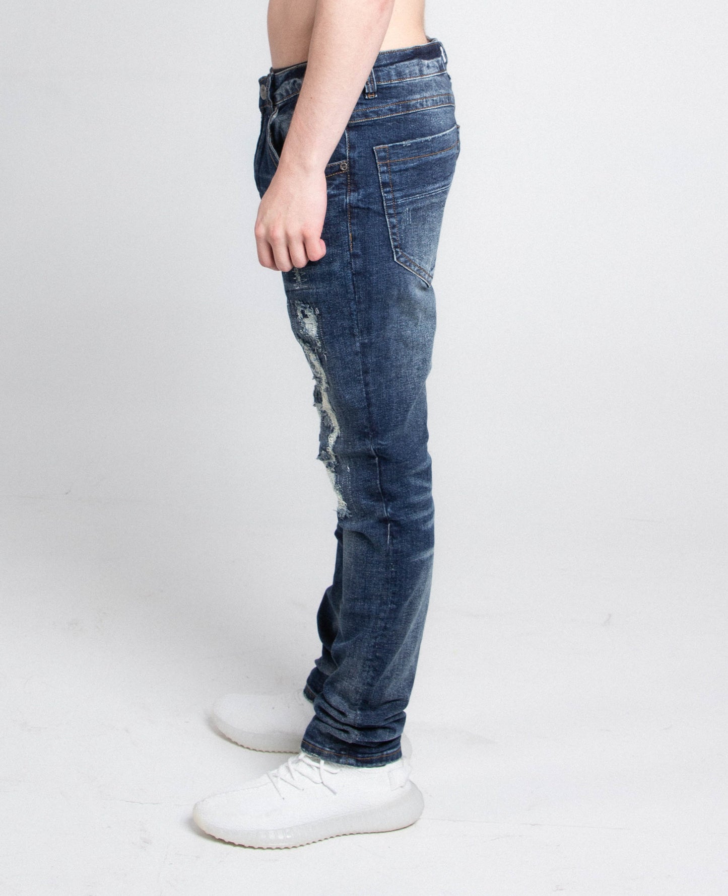 A403 SMALL RIPPED MID-RISE SKINNY JEANS