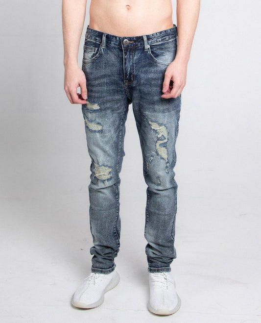 A401 DARK FADED DISTRESSED SKINNY JEANS