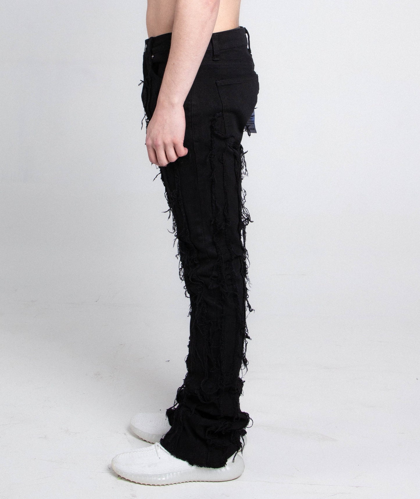 AJ672SK VERTICAL FRAYED STACKED JEANS