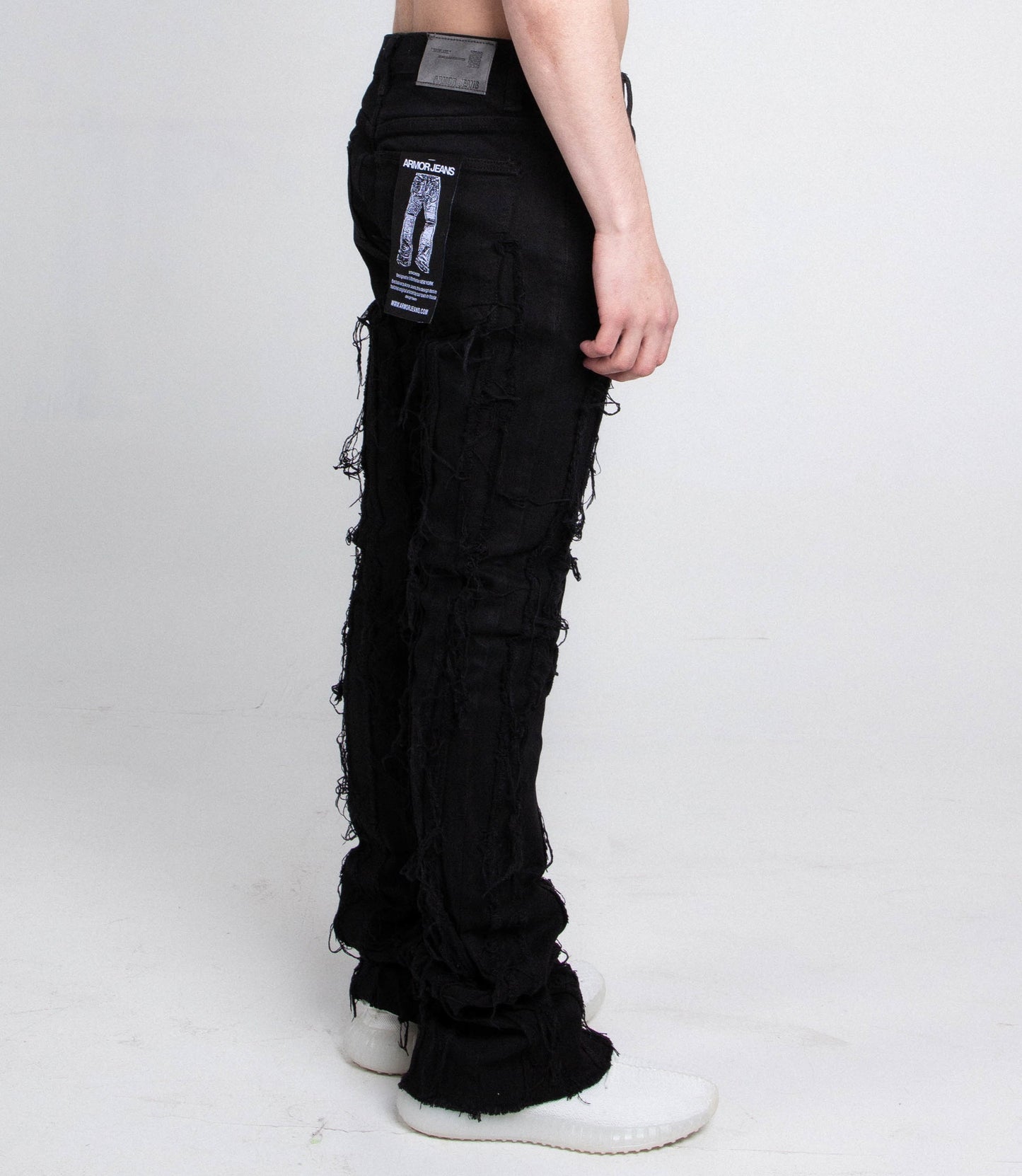 AJ672SK VERTICAL FRAYED STACKED JEANS