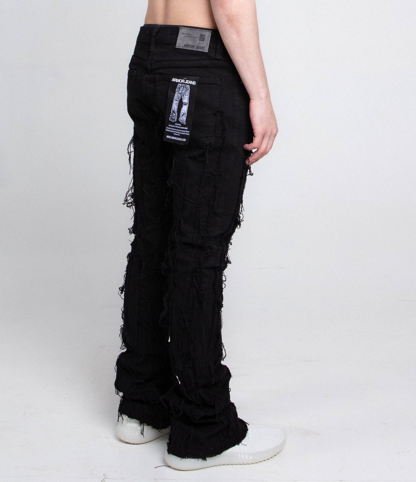 AJ672SK VERTICAL FRAYED STACKED JEANS