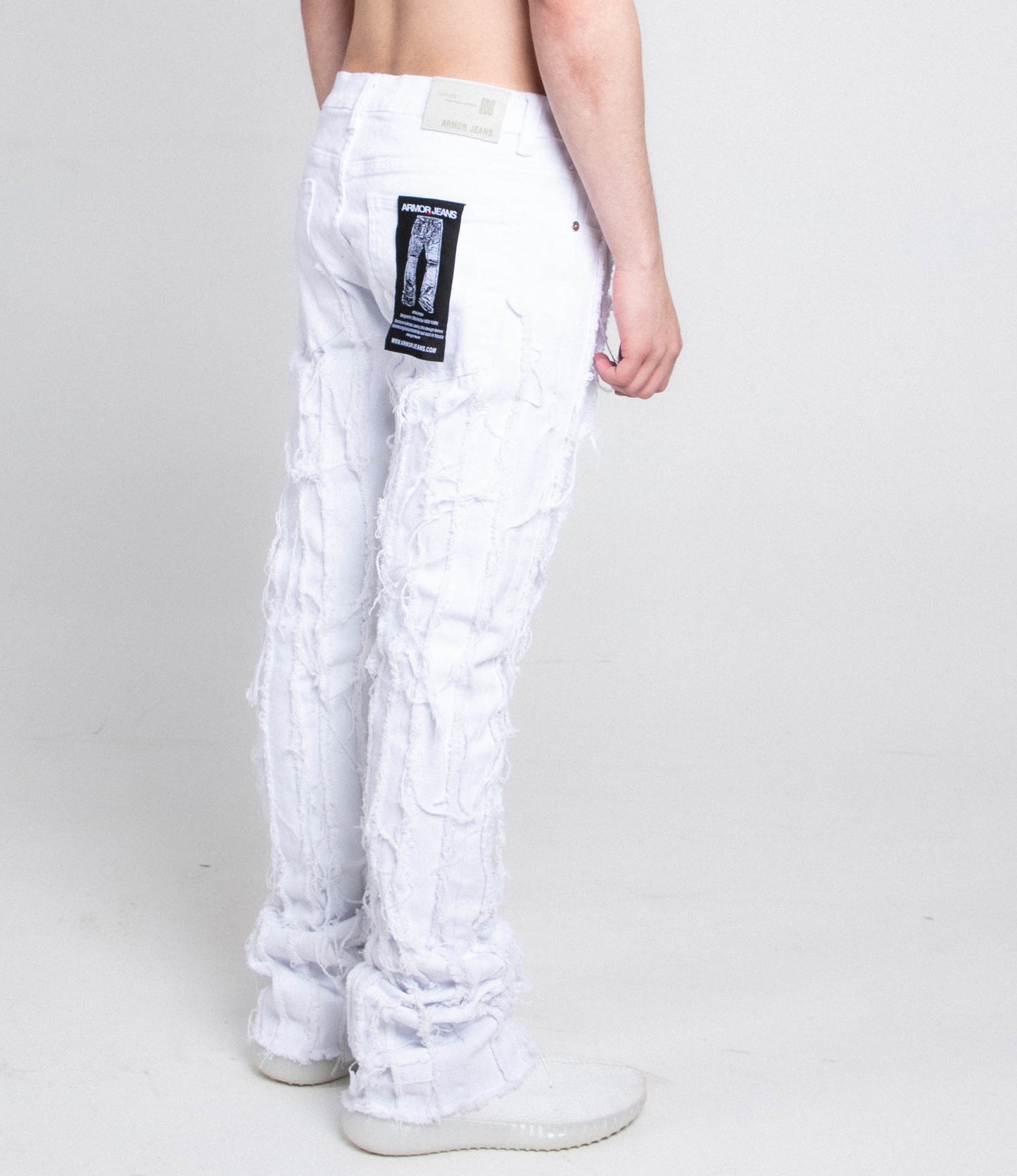 AJ672SK VERTICAL FRAYED STACKED JEANS