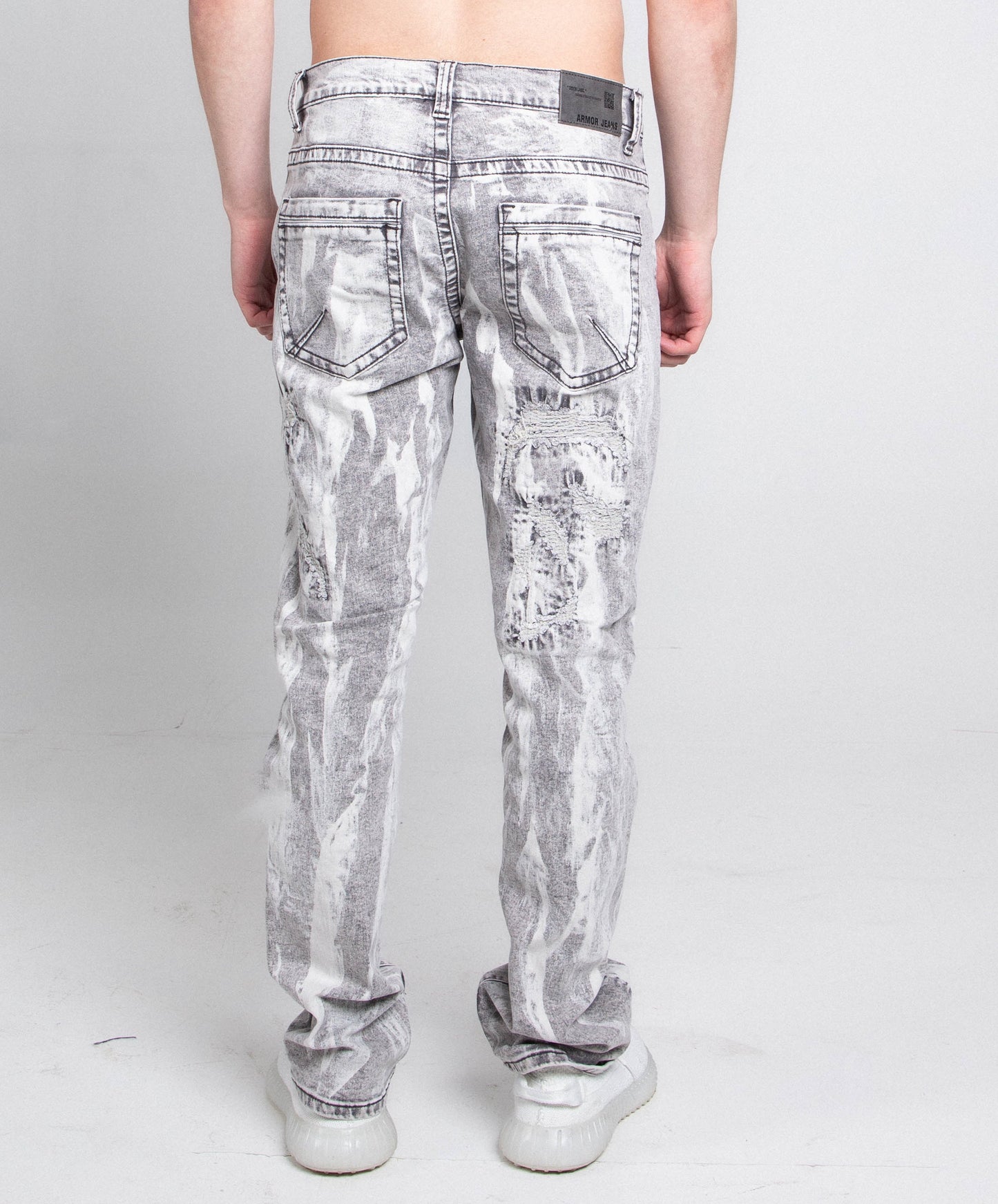 AJ738SL-3 GREY/WHITE VINTAGE SLIM JEANS