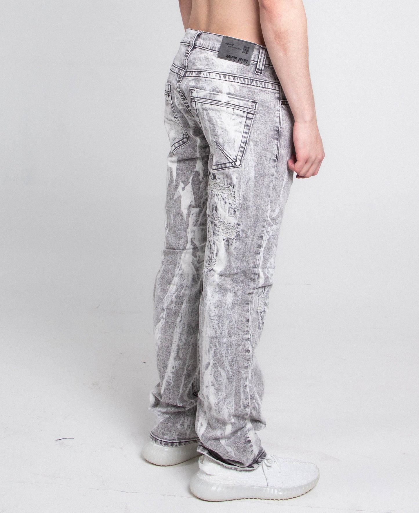 AJ738SL-3 GREY/WHITE VINTAGE SLIM JEANS