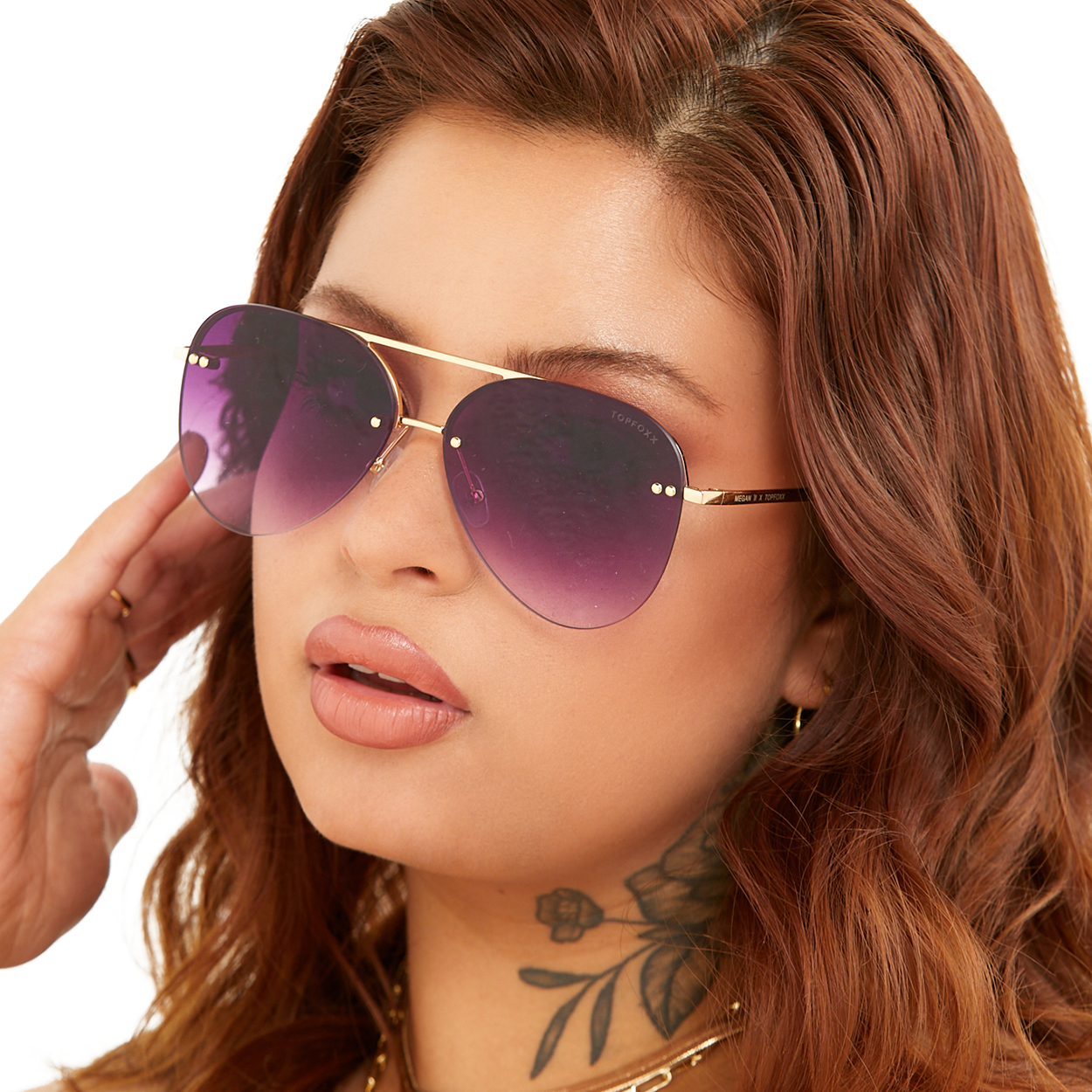 Smaller Megan 2 - Purple Metal Aviator Sunglasses with Gold Frame - Concordia Style Boutique