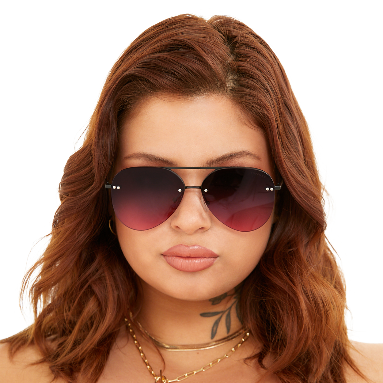 Smaller Megan 2 - Ruby Metal Aviator Sunglasses - Concordia Style Boutique
