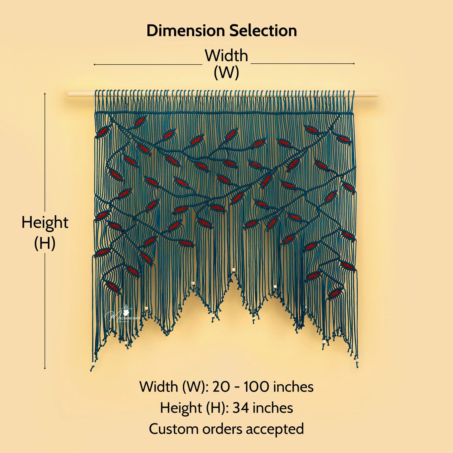 Aura Peacock Terracotta Macrame Window Curtain