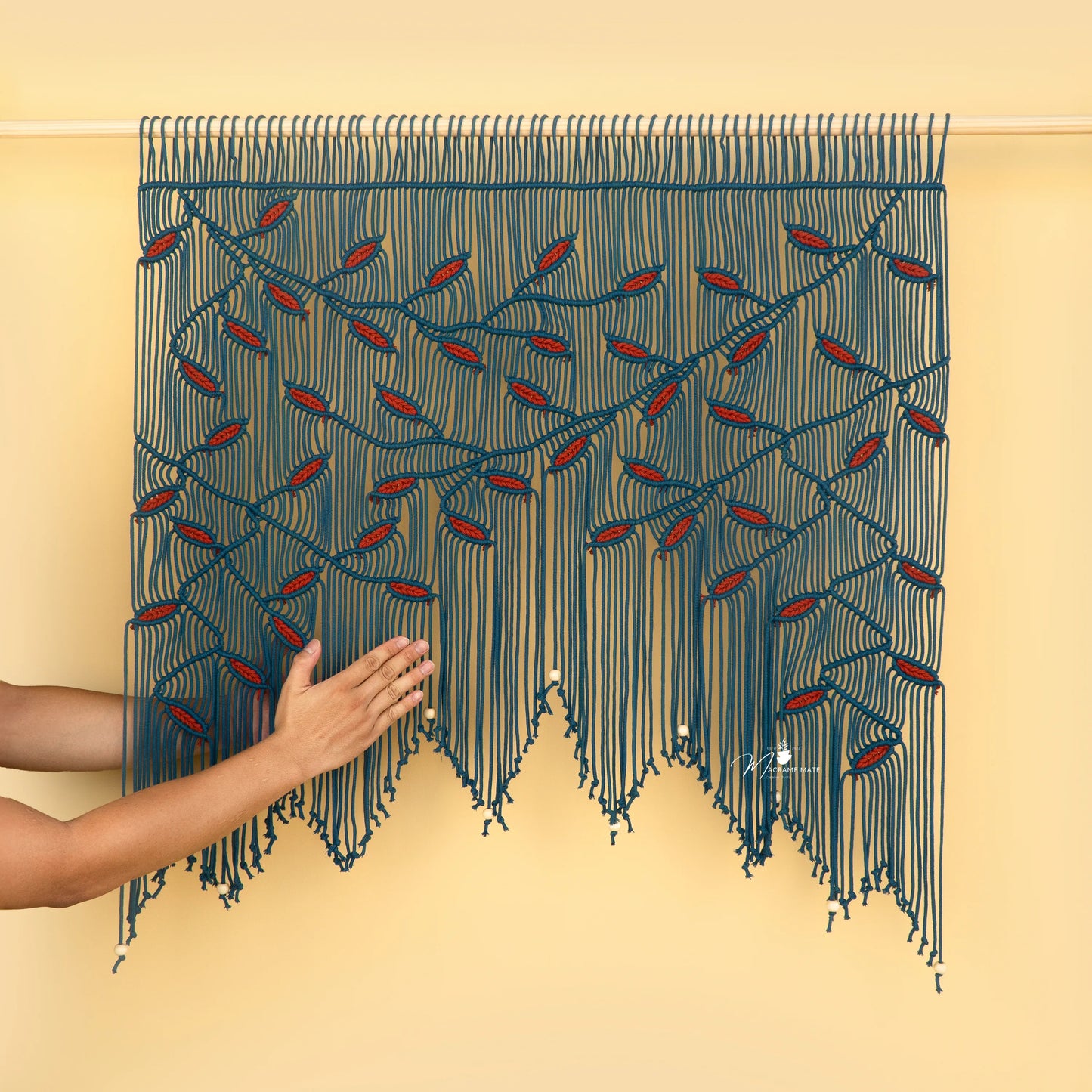 Aura Peacock Terracotta Macrame Window Curtain