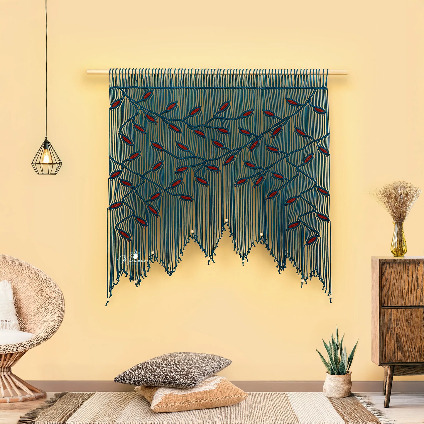 Aura Peacock Terracotta Macrame Window Curtain