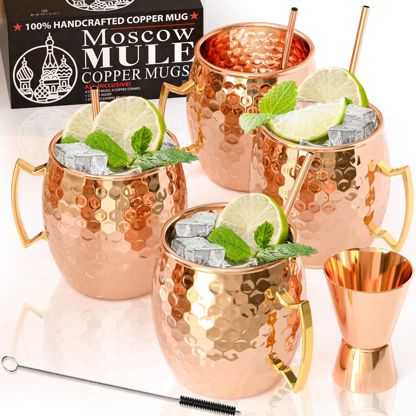 Authentic Moscow Mule Copper Mug Kit - 4 pcs with Extras - Concordia Style Boutique