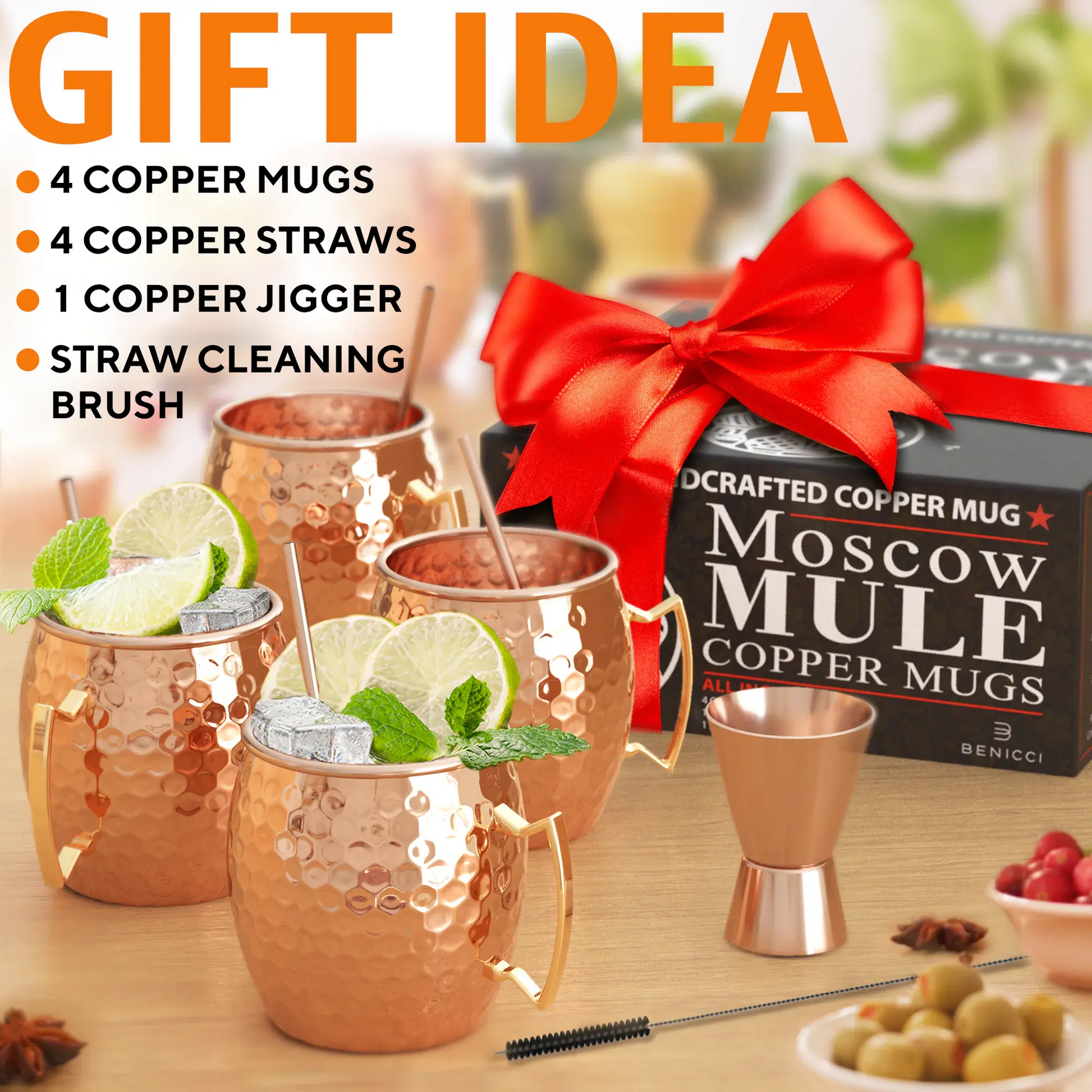 Authentic Moscow Mule Copper Mug Kit - 4 pcs with Extras - Concordia Style Boutique