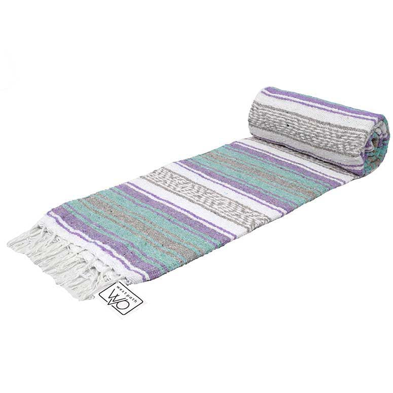 Seafoam Green & Pastel Purple Mexican Falsa Blanket - Concordia Style Boutique