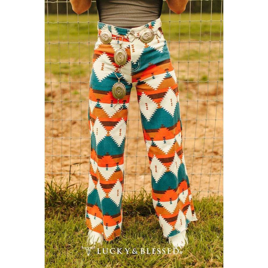 Aztec Tummy Control Cropped Wide Leg Jeans | Western [Sizes 6-14] - Concordia Style Boutique