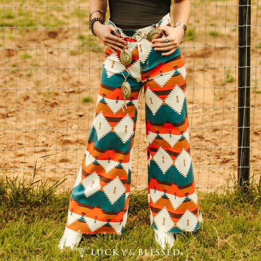 Aztec Tummy Control Cropped Wide Leg Jeans | Western [Sizes 6-14] - Concordia Style Boutique