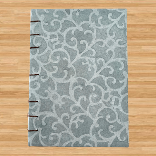 Lilac Flourish - A6 - Dot Grid - Coptic Bound - Fountain Pen Notebook - Handmade Journal