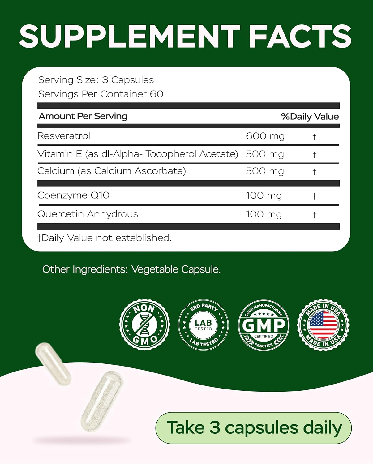 Resveratrol Supplement 1800mg Complex - 180 Capsules