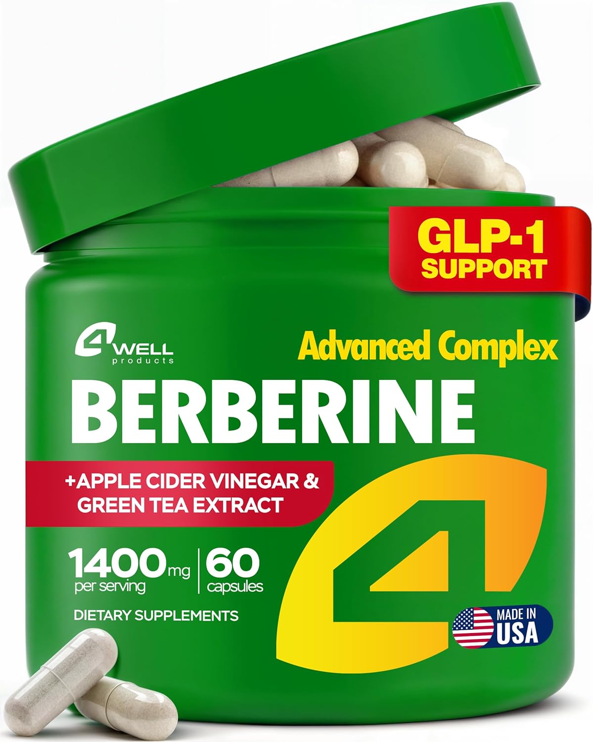 Berberine HCL Supplement - 60 Capsules