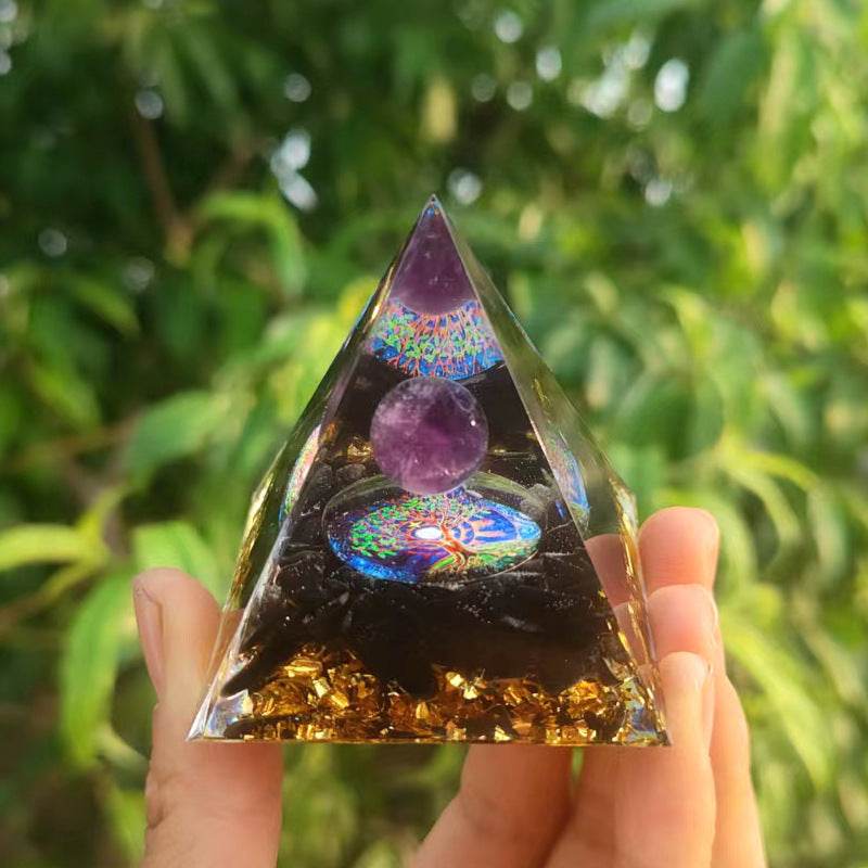 Crystal Ball Pyramid - 5.6.10 cm - Crystal Gravel Gel Drop Resin - Handmade - Concordia Style Boutique