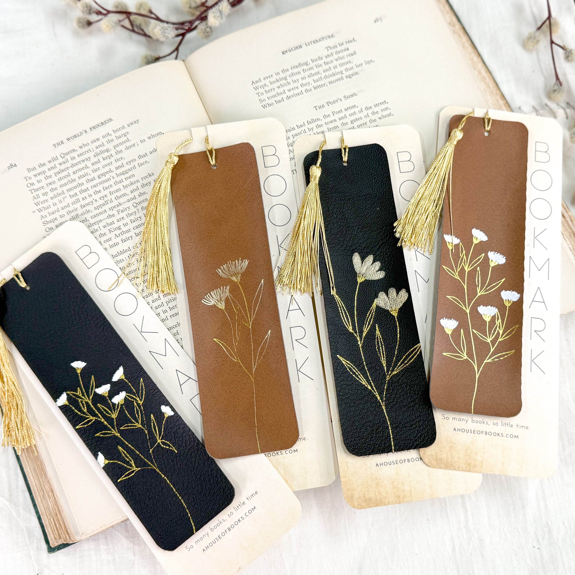 Leather Tassel Bookmarks-Floral - Concordia Style Boutique