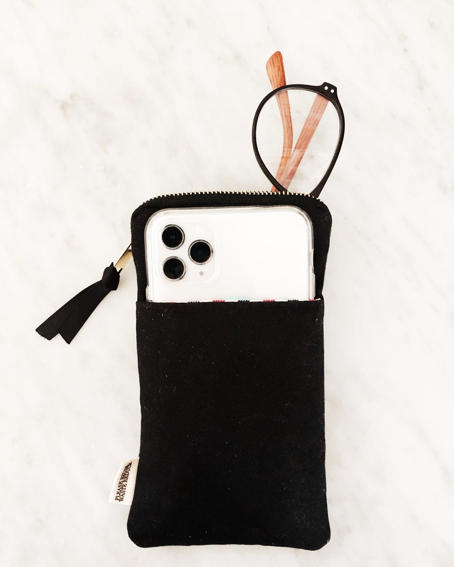 My Specs Glasses Case with Outside Pocket, Black - Concordia Style Boutique