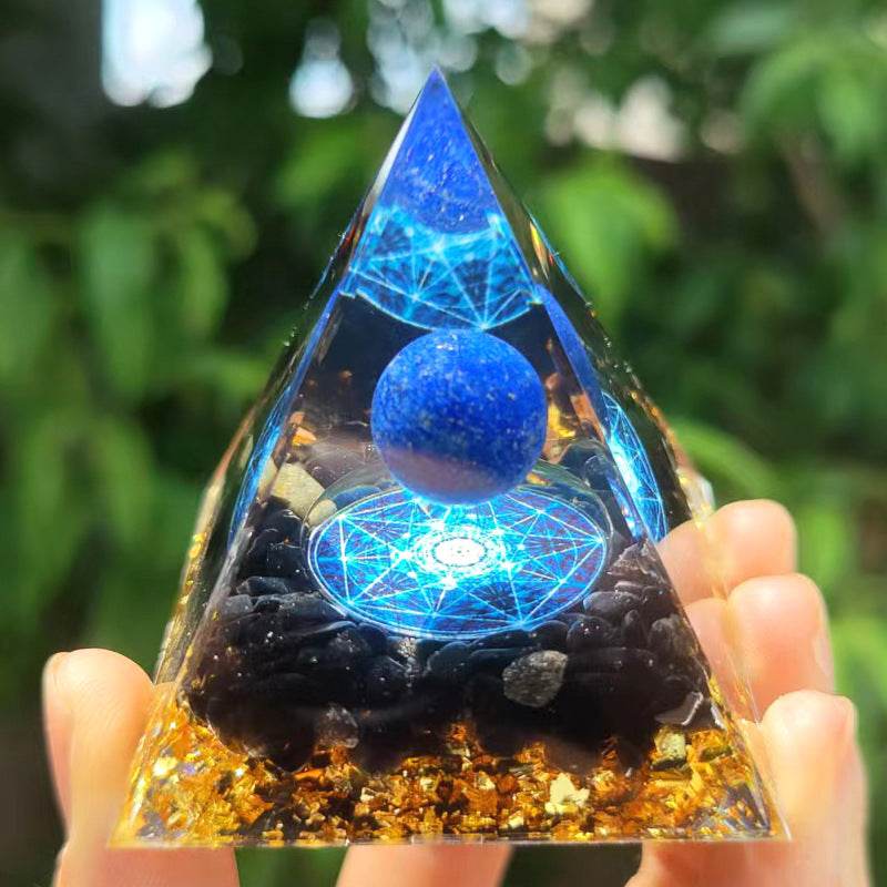 Crystal Ball Pyramid - 5.6.10 cm - Crystal Gravel Gel Drop Resin - Handmade - Concordia Style Boutique