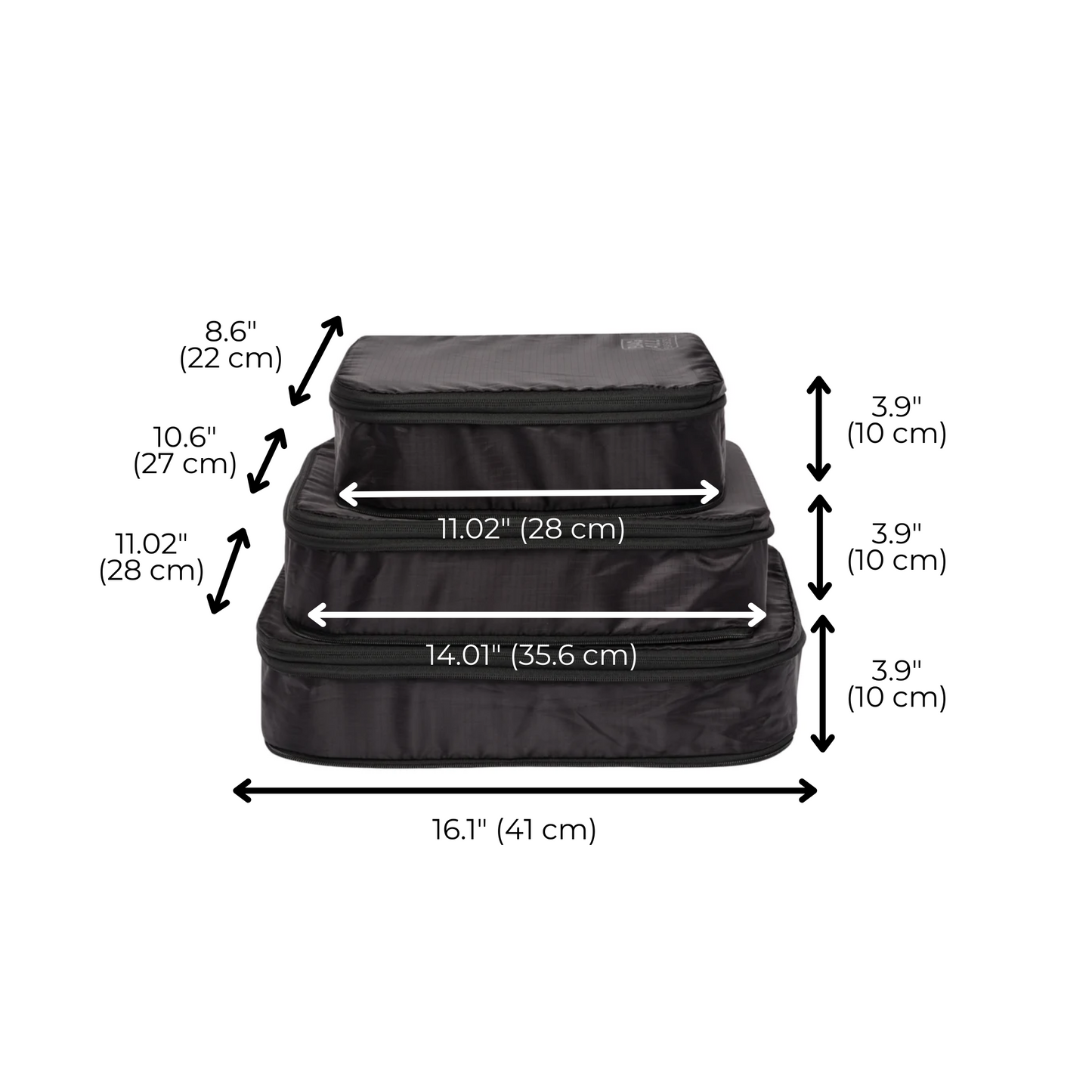 Compression Cubes & Packing Bags Set, 8-pack, Black - Concordia Style Boutique