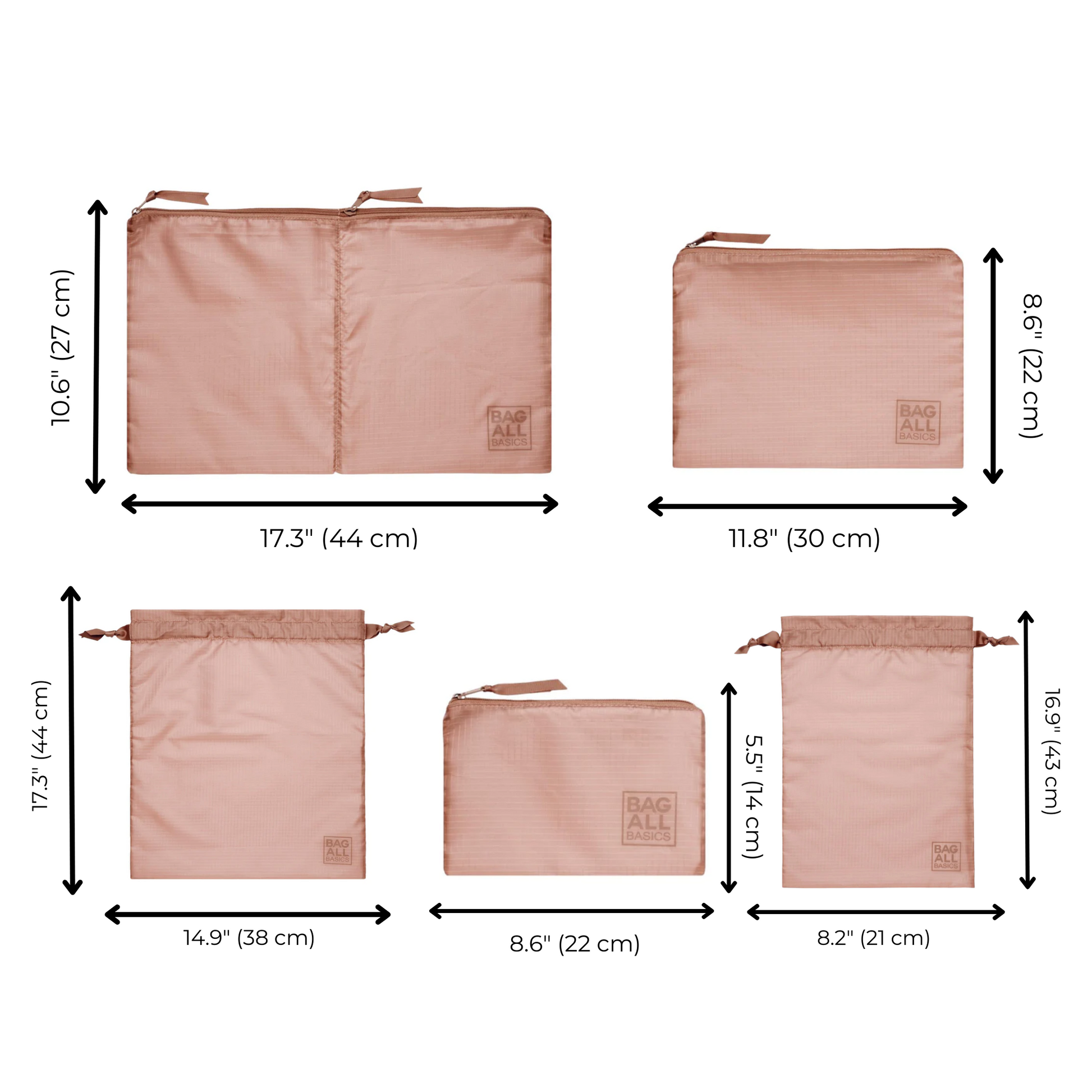 Compression Cubes & Packing Bags Set, 8-pack, Pink/Blush - Concordia Style Boutique