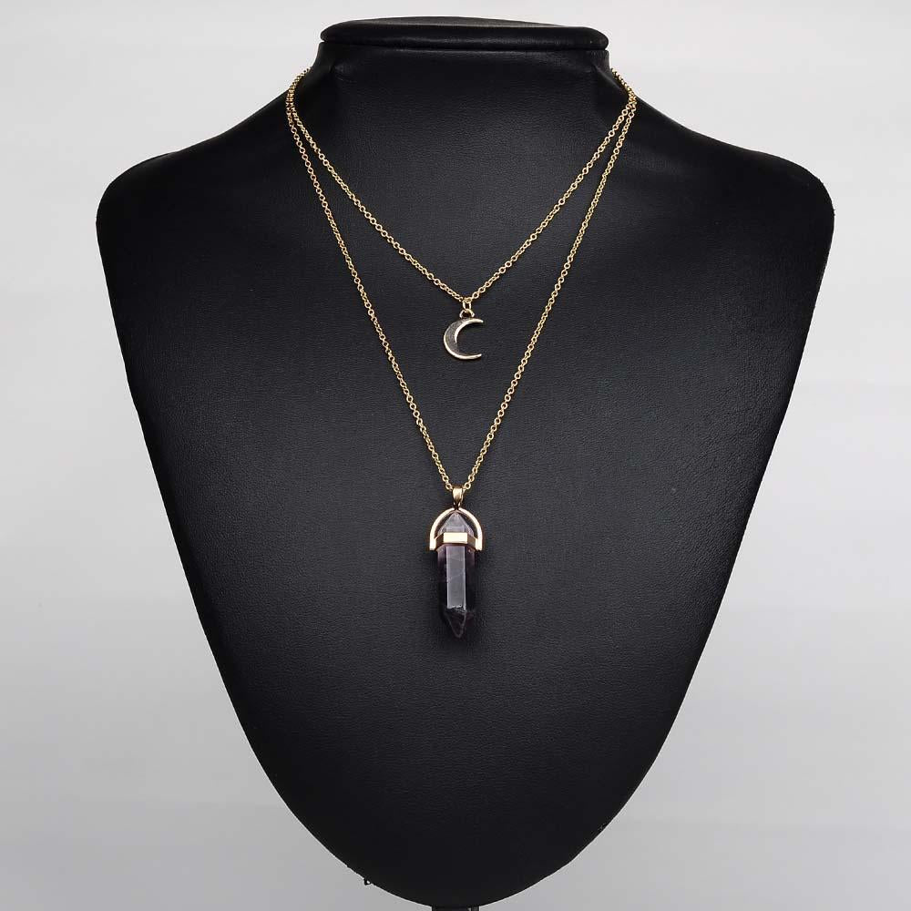 Artilady Natural Opal Stone Moon Choker Necklace – Elegant Crystal Pendant Jewelry - Concordia Style Boutique