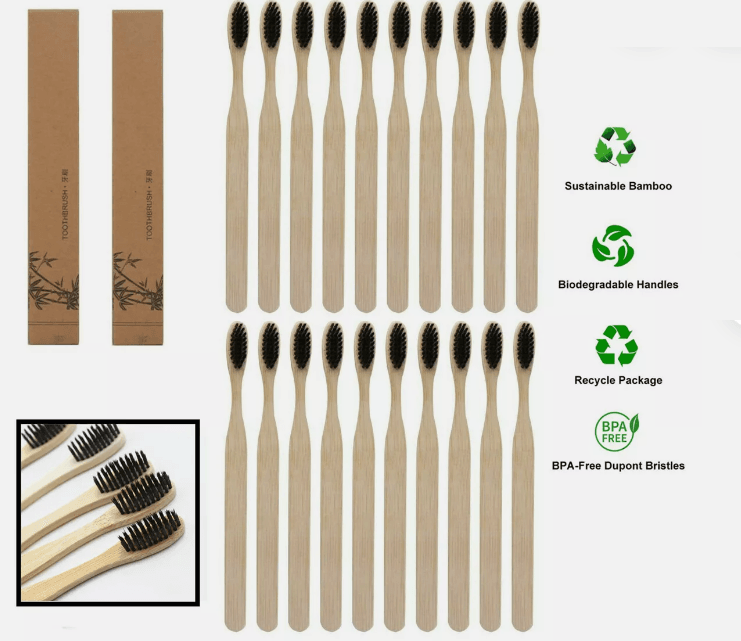 BAMBOO TOOTH BRUSH WITH CHARCOAL BRISTLES - Concordia Style Boutique