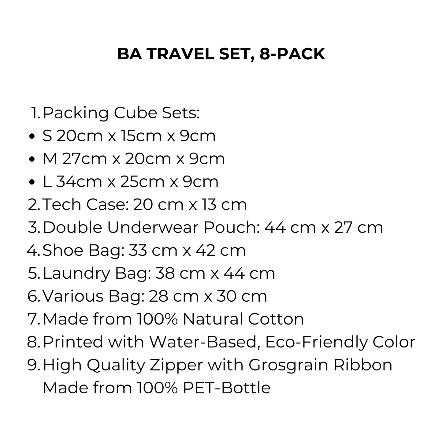 BA Travel Set, 8-pack Cream - Concordia Style Boutique