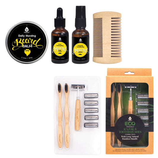 Pursonic Beard Care Grooming Kit & Eco Friendly Razor + Toothbrushes Combo Pack - Concordia Style Boutique